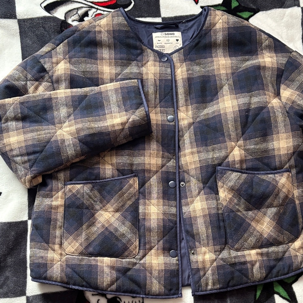 Ci Sono Blue and Brown Padded Jacket